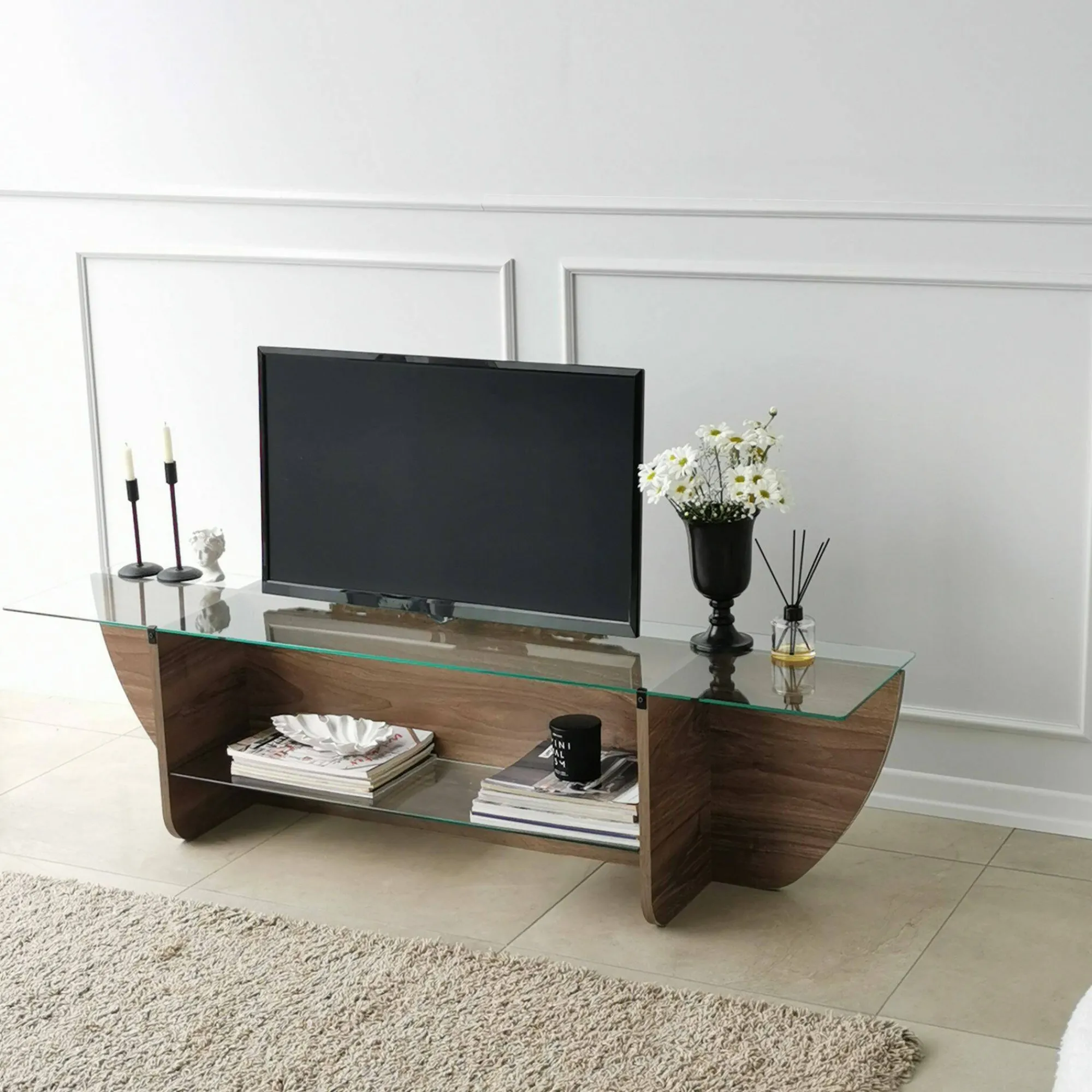 Mobile porta TV Kasuga, 158x35h40 cm,<Dmora Store
