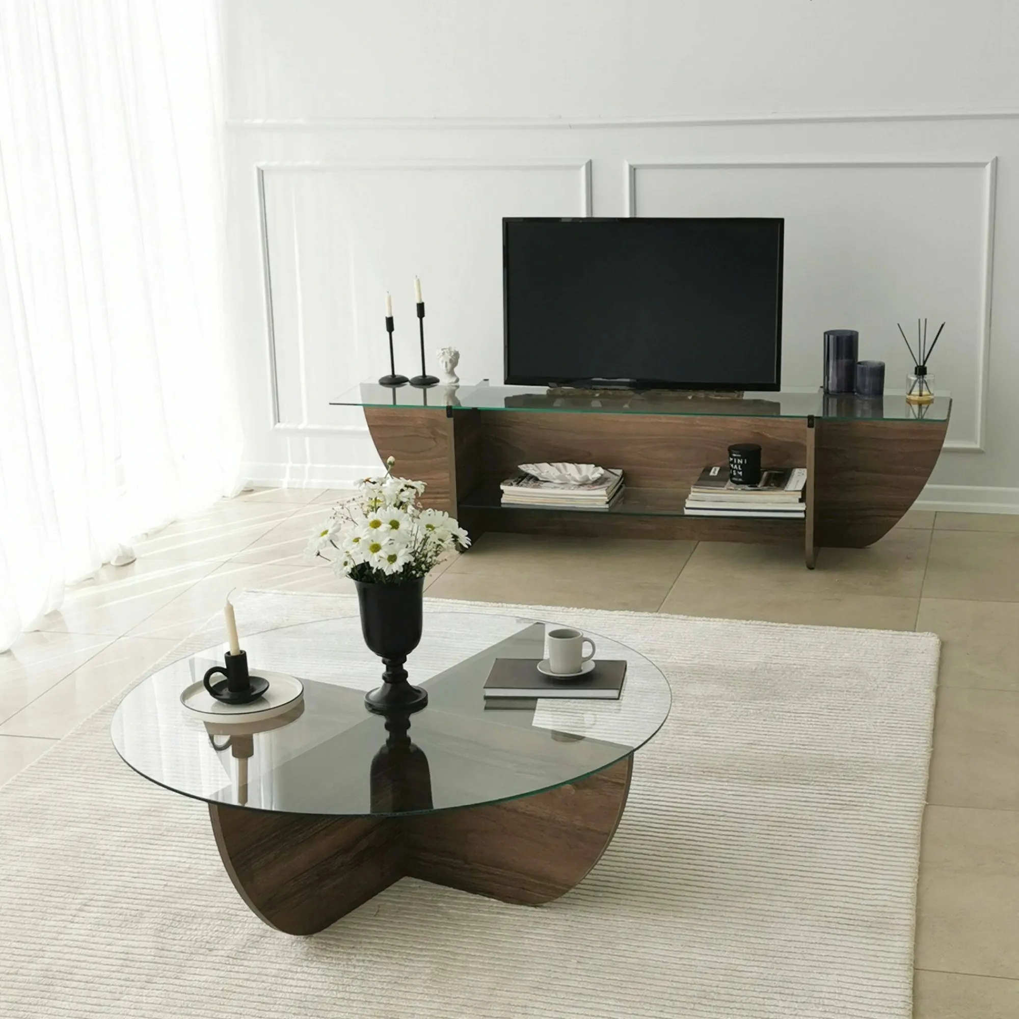 Mobile porta TV Kasuga, 158x35h40 cm,<Dmora Store
