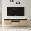 Mobile porta TV Khagan, 140x36 h46 cm, Quercia e Nero<Dmora Best