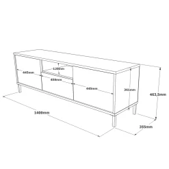 Mobile porta TV Khagan, 140x36 h46 cm, Quercia e Nero<Dmora Best