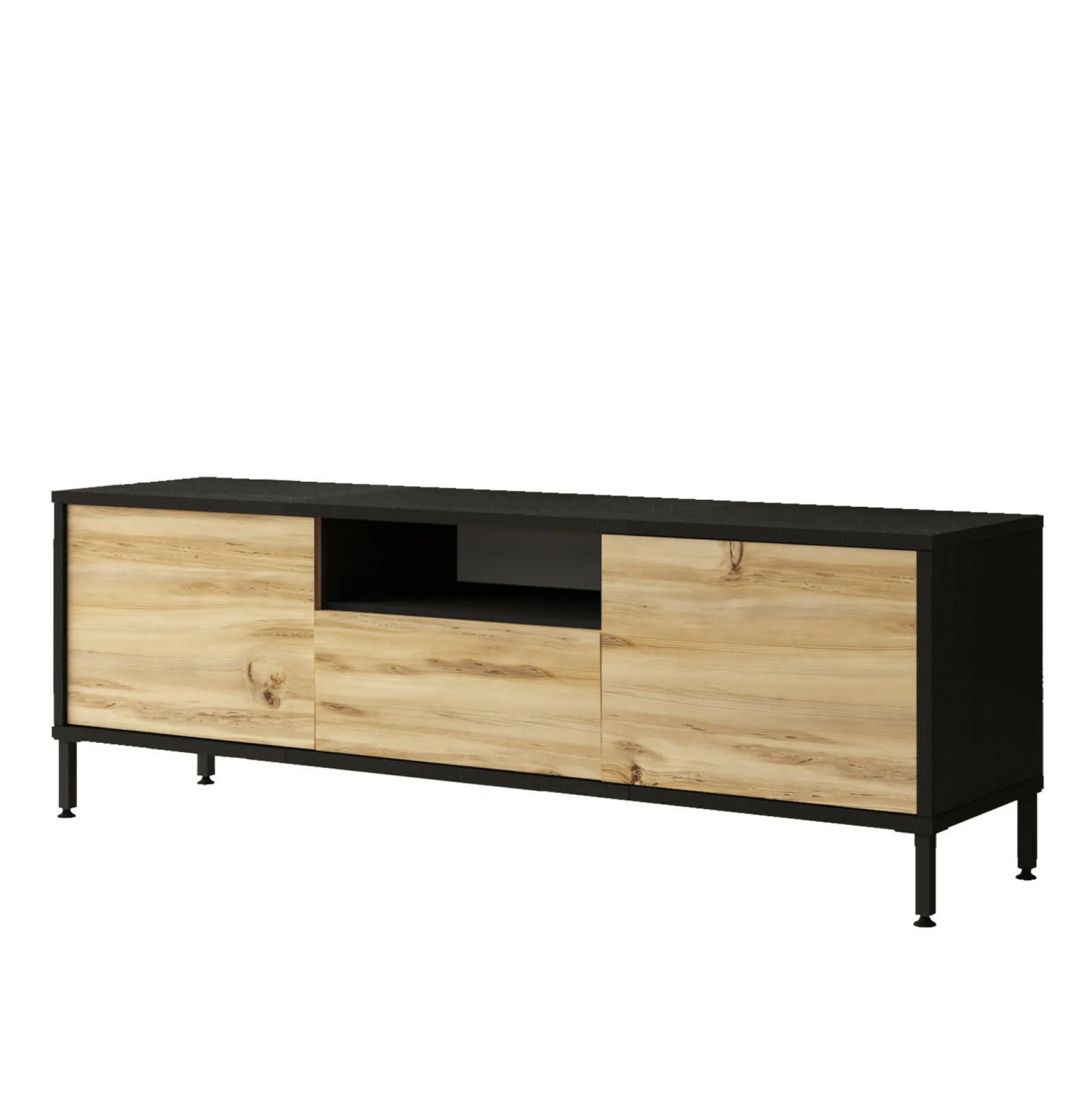 Mobile porta TV Khagan, 140x36 h46 cm, Quercia e Nero<Dmora Best