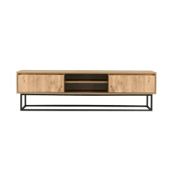 Mobile porta TV Kira, Nero e Quercia, 140x40h50 cm<Dmora Sale