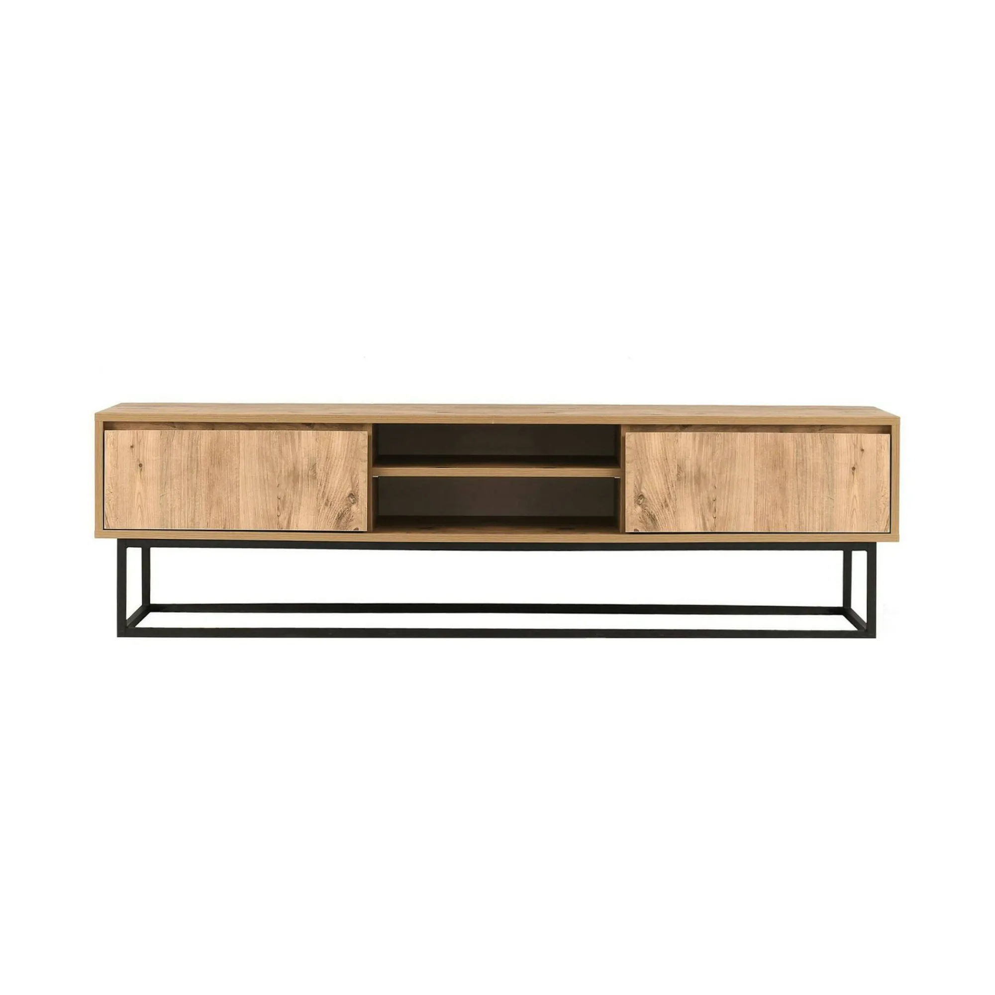 Mobile porta TV Kira, Nero e Quercia, 140x40h50 cm<Dmora Sale