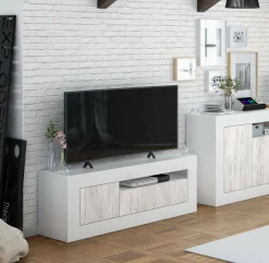Mobile porta TV Kunzite, 139x42h53 cm, Rovere e Bianco<Dmora Best Sale