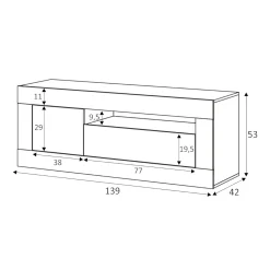 Mobile porta TV Kunzite, 139x42h53 cm, Rovere e Bianco<Dmora Best Sale