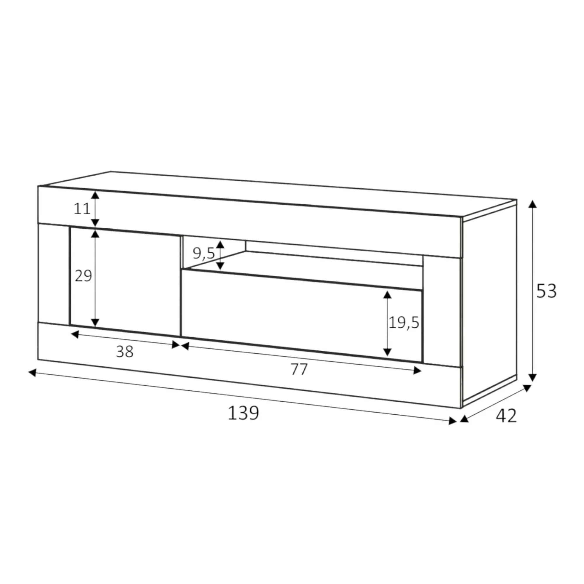 Mobile porta TV Kunzite, 139x42h53 cm, Rovere nodi e Bianco<Dmora Store
