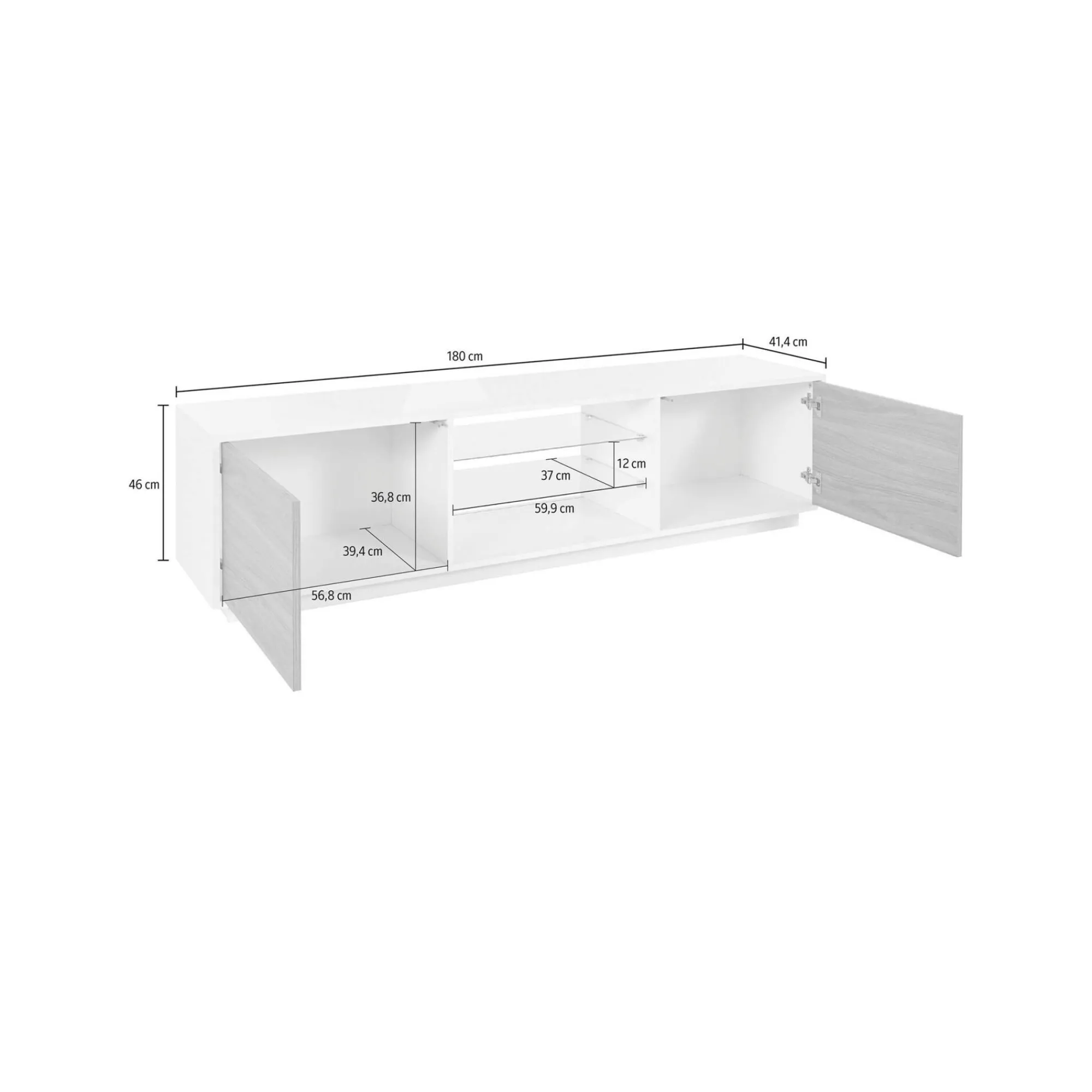 Mobile porta TV Lola, cm 180x41h46,<Dmora Discount