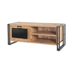 Mobile porta TV Luban, Quercia e Nero, 130x45h50 cm<Dmora Outlet