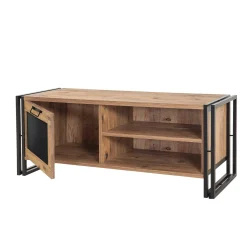 Mobile porta TV Luban, Quercia e Nero, 130x45h50 cm<Dmora Outlet