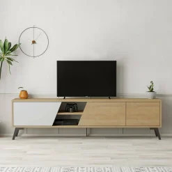 Mobile porta TV Male, 180x36 h48 cm, Quercia e Bianco<Dmora Clearance