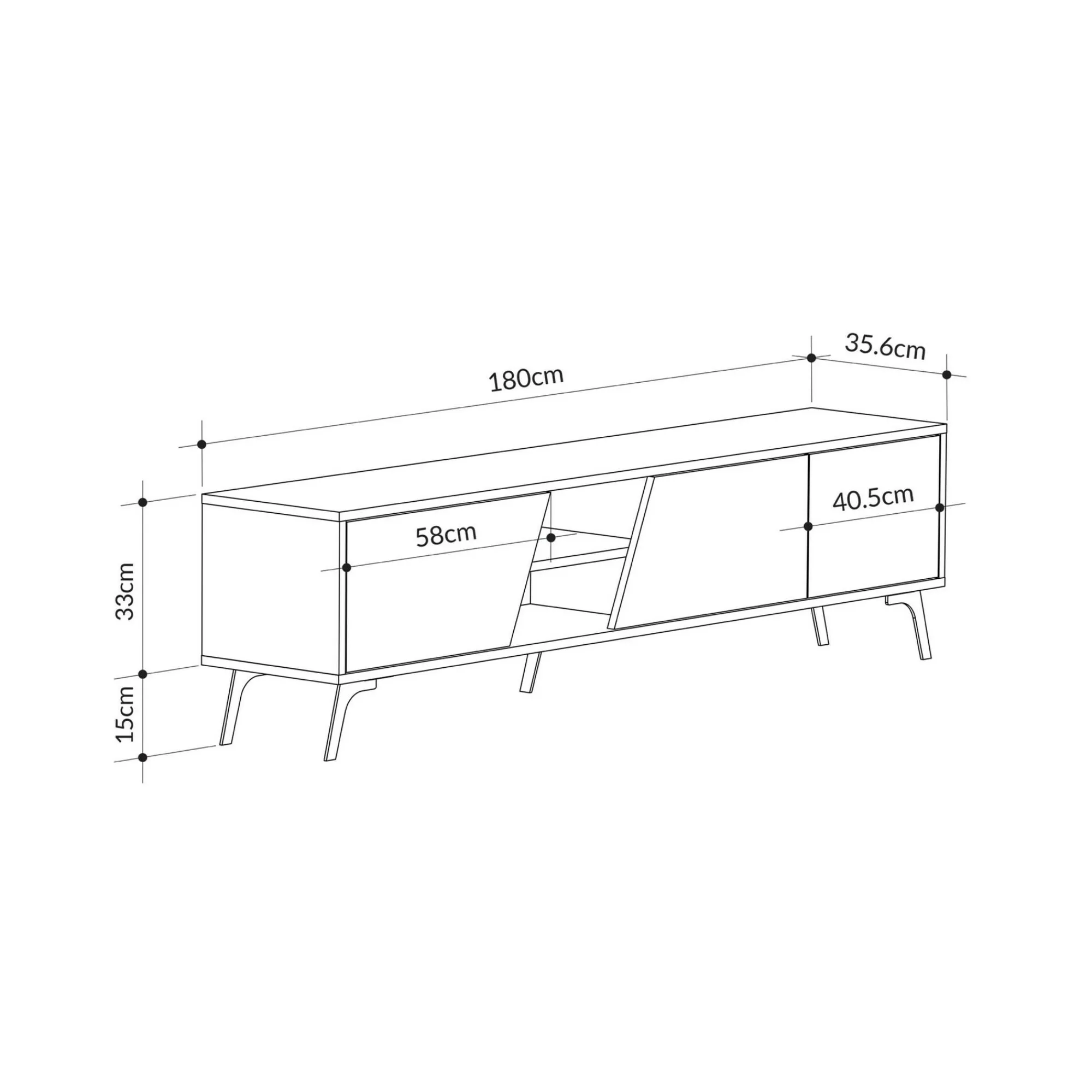 Mobile porta TV Male, 180x36 h48 cm, Quercia e Bianco<Dmora Clearance