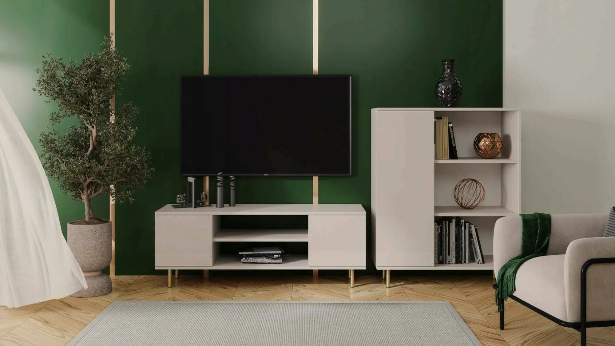 Mobile porta TV Marceline, 48x155 h40 cm,<Dmora Shop