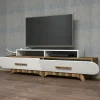 Mobile porta TV Massima, 205x37h50 cm, Noce e Bianco<Dmora Cheap