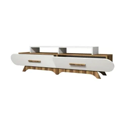 Mobile porta TV Massima, 205x37h50 cm, Noce e Bianco<Dmora Cheap