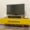Mobile porta TV Nesat, 145x37 h50 cm, Noce e Giallo<Dmora Cheap