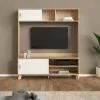Mobile porta TV Nicosia, 48x159 h181 cm, Rovere e Bianco<Dmora Best Sale