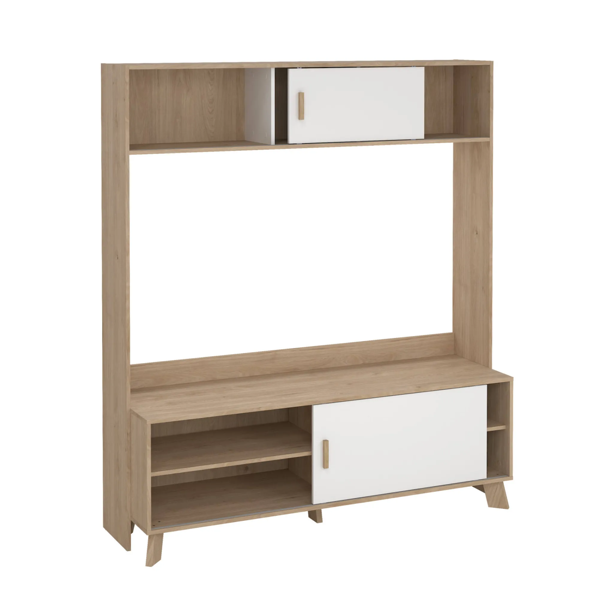 Mobile porta TV Nicosia, 48x159 h181 cm, Rovere e Bianco<Dmora Best Sale