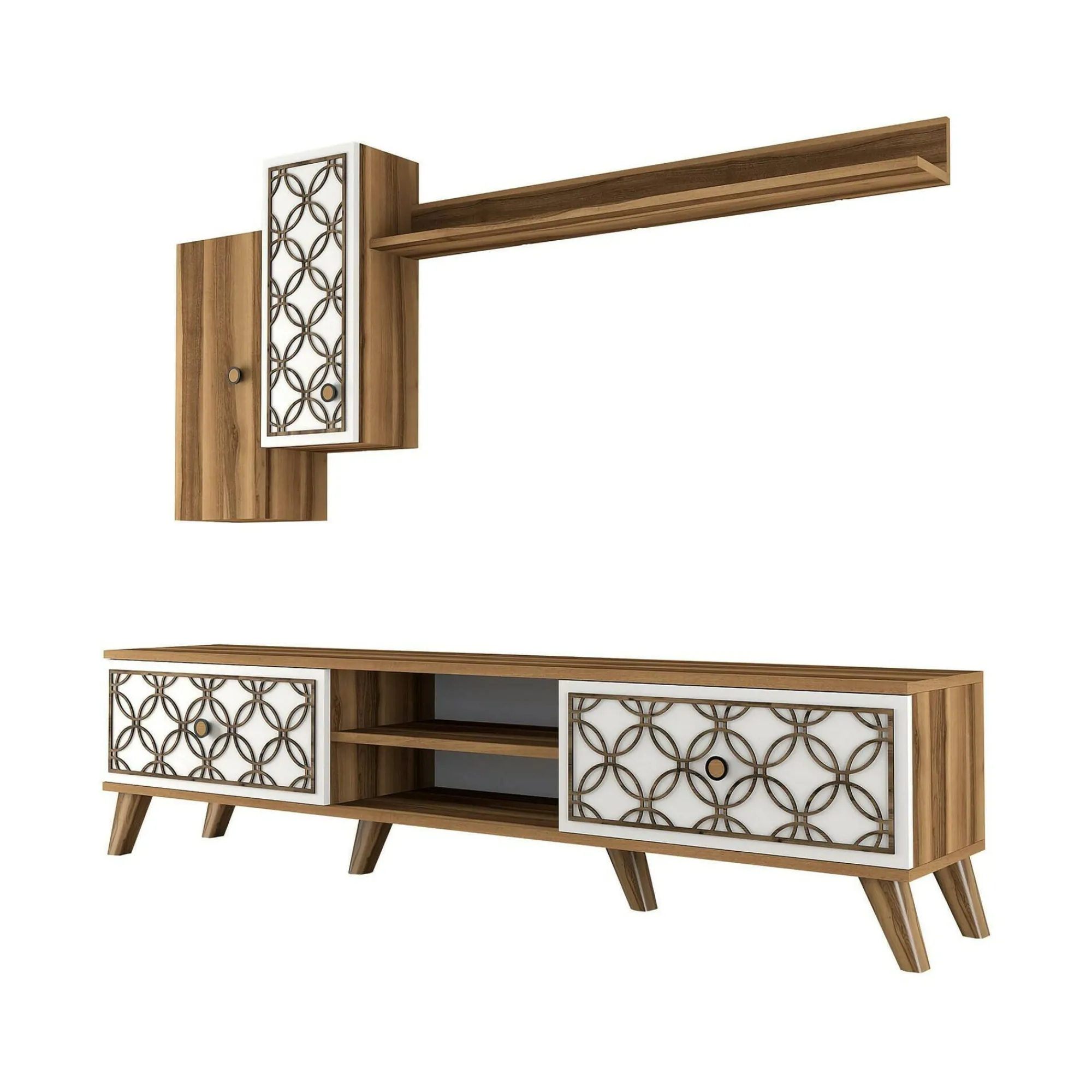 Mobile porta TV Nunzia, 180x35h44 cm, Noce e Bianco<Dmora Hot