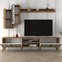 Mobile porta TV Nunzia, 180x35h44 cm, Noce e Bianco<Dmora Hot