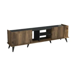 Mobile porta TV Paine, 180x34 h52 cm, Noce e Nero<Dmora Shop