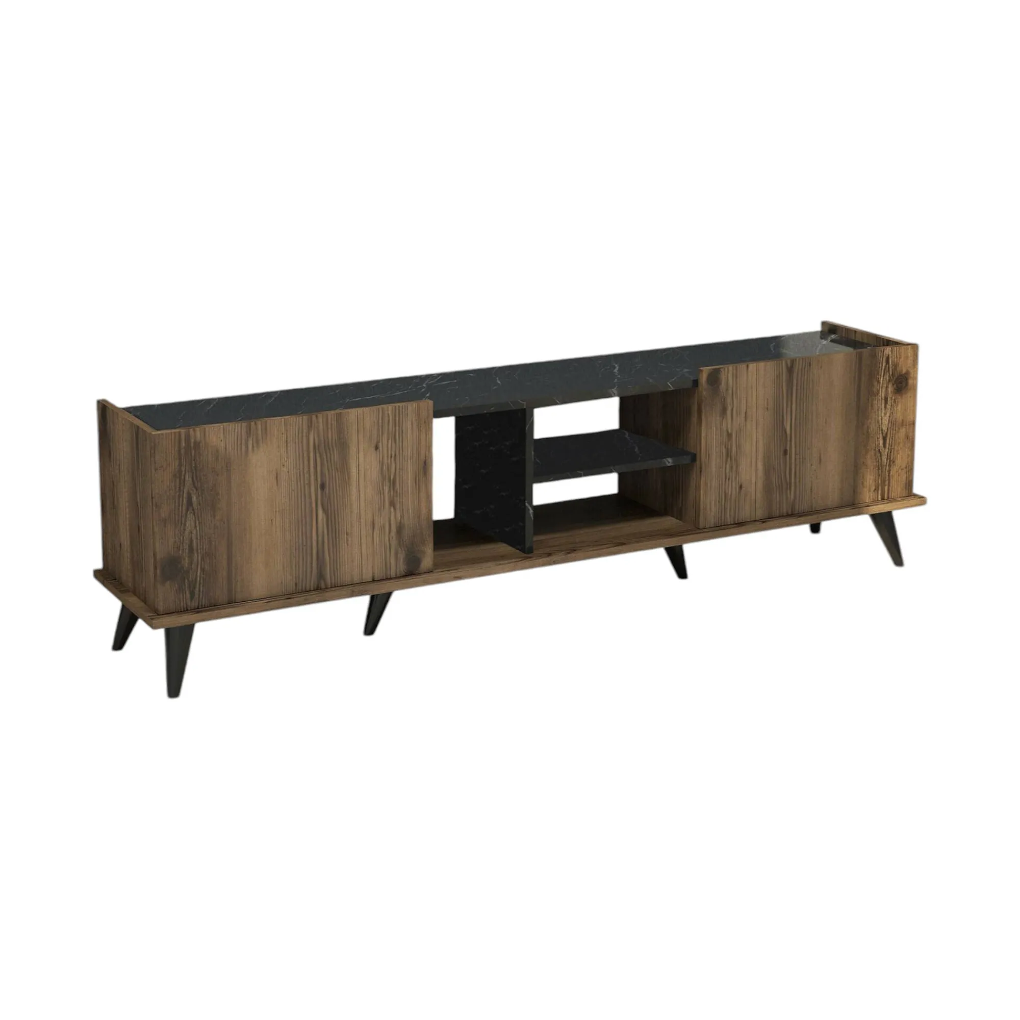 Mobile porta TV Paine, 180x34 h52 cm, Noce e Nero<Dmora Shop