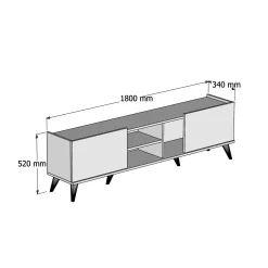 Mobile porta TV Paine, 180x34 h52 cm, Noce e Nero<Dmora Shop