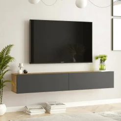 Mobile porta TV Pavone, 180x32h30 cm, Quercia e Antracite<Dmora Best Sale