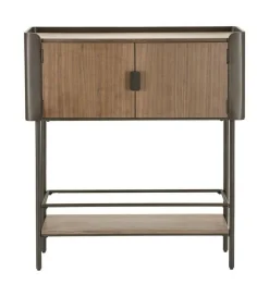 Mobile porta TV Quilt, 100x42 h110 cm, Grigio e Marrone<Dmora New