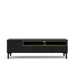 Mobile porta TV Rosata, 48x156 h48 cm, Nero e Noce<Dmora Online