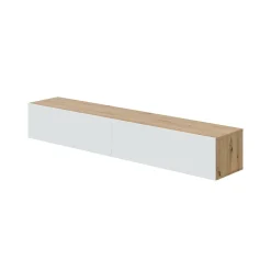 Mobile porta TV Senectus, 180x35h28 cm, Rovere Nodi e Bianco lucido<Dmora Clearance