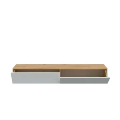Mobile porta TV Senectus, 180x35h28 cm, Rovere Nodi e Bianco lucido<Dmora Clearance