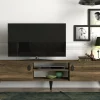 Mobile porta TV Sicilia, 180x30 h49 cm, Noce e Nero<Dmora Store