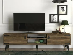 Mobile porta TV Sicilia, 180x30 h49 cm, Noce e Nero<Dmora Store