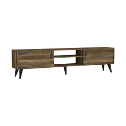 Mobile porta TV Sicilia, 180x30 h49 cm, Noce e Nero<Dmora Store