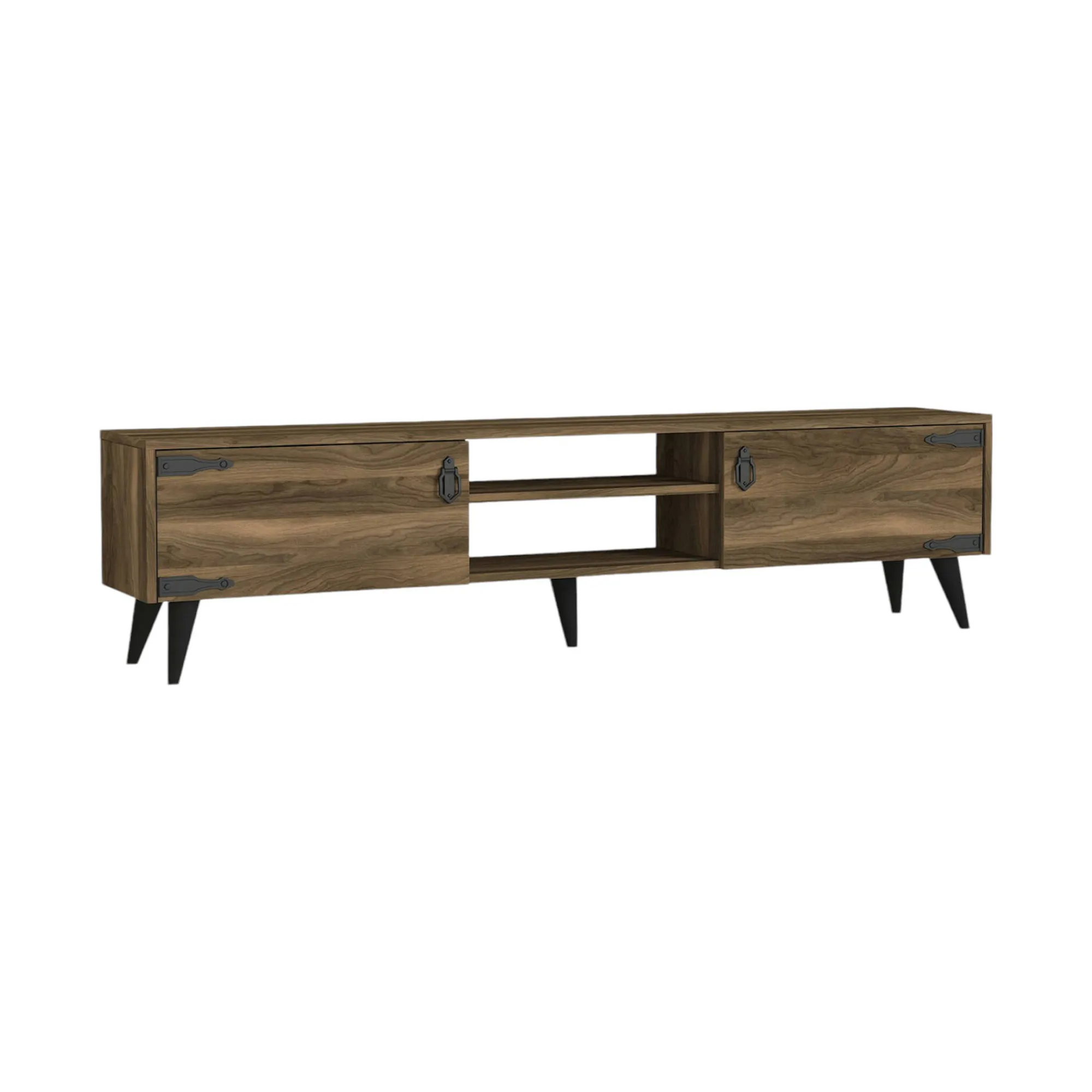 Mobile porta TV Sicilia, 180x30 h49 cm, Noce e Nero<Dmora Store