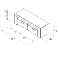 Mobile porta TV Sparaxis, 120x42h40 cm,<Dmora Hot