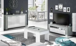 Mobile porta TV Sparaxis, 120x42h40 cm, Bianco e Cemento<Dmora Online