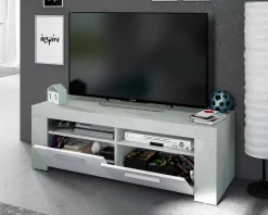 Mobile porta TV Sparaxis, 120x42h40 cm, Bianco e Cemento<Dmora Online
