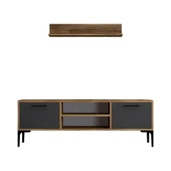 Mobile porta TV sri, 140x30h48 cm, Noce e Antracite<Dmora Fashion