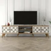 Mobile porta TV Teia, 180x35h44 cm, Noce e Bianco<Dmora Best Sale