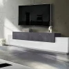 Mobile porta TV Tiche, cm 240x45h52, Bianco lucido e Ardesia<Dmora Best