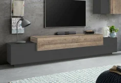 Mobile porta TV Tiche, cm 240x45h52, Antracite e Acero<Dmora Best