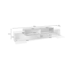 Mobile porta TV Tiche, cm 240x45h52, Bianco lucido e Acero<Dmora Outlet