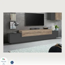 Mobile porta TV Tiche, cm 240x45h52, Antracite e Acero<Dmora Best