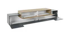 Mobile porta TV Tiche, cm 240x45h52, Antracite e Acero<Dmora Best