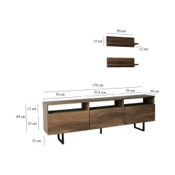 Mobile porta TV Ulana, 170x30h40 cm,<Dmora New
