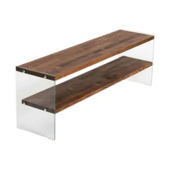 Mobile porta TV Umbria, 140x35 h45 cm, Marrone e Trasparente<Dmora Discount