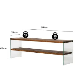 Mobile porta TV Umbria, 140x35 h45 cm, Marrone e Trasparente<Dmora Discount