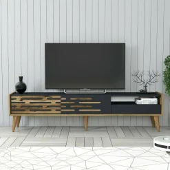 Mobile porta TV Upana, 180x45h35 cm, Antracite e Noce<Dmora Shop