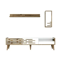 Mobile porta TV Upana, 180x45h35 cm, Bianco e Noce<Dmora Sale